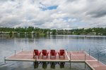 Lakeside Dock with Adirondack chairs